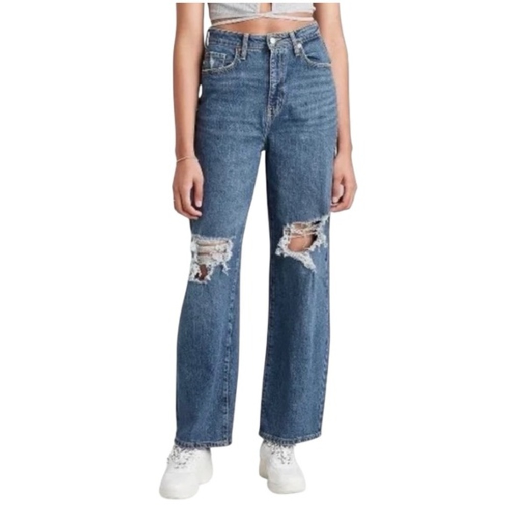 Wild Fable Highest Rise Baggy Wide Leg Jeans Distressed Women’s 2/26 Cas…